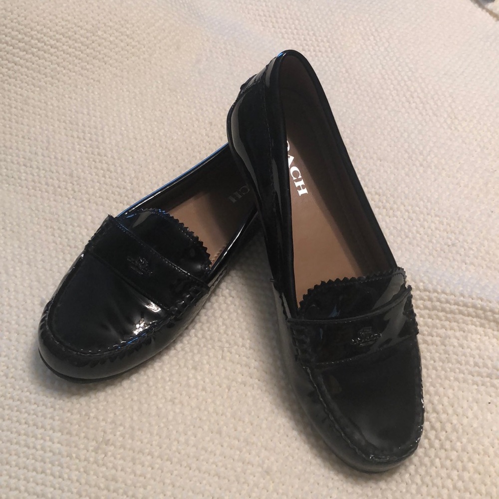 Coach brand black patent loafers